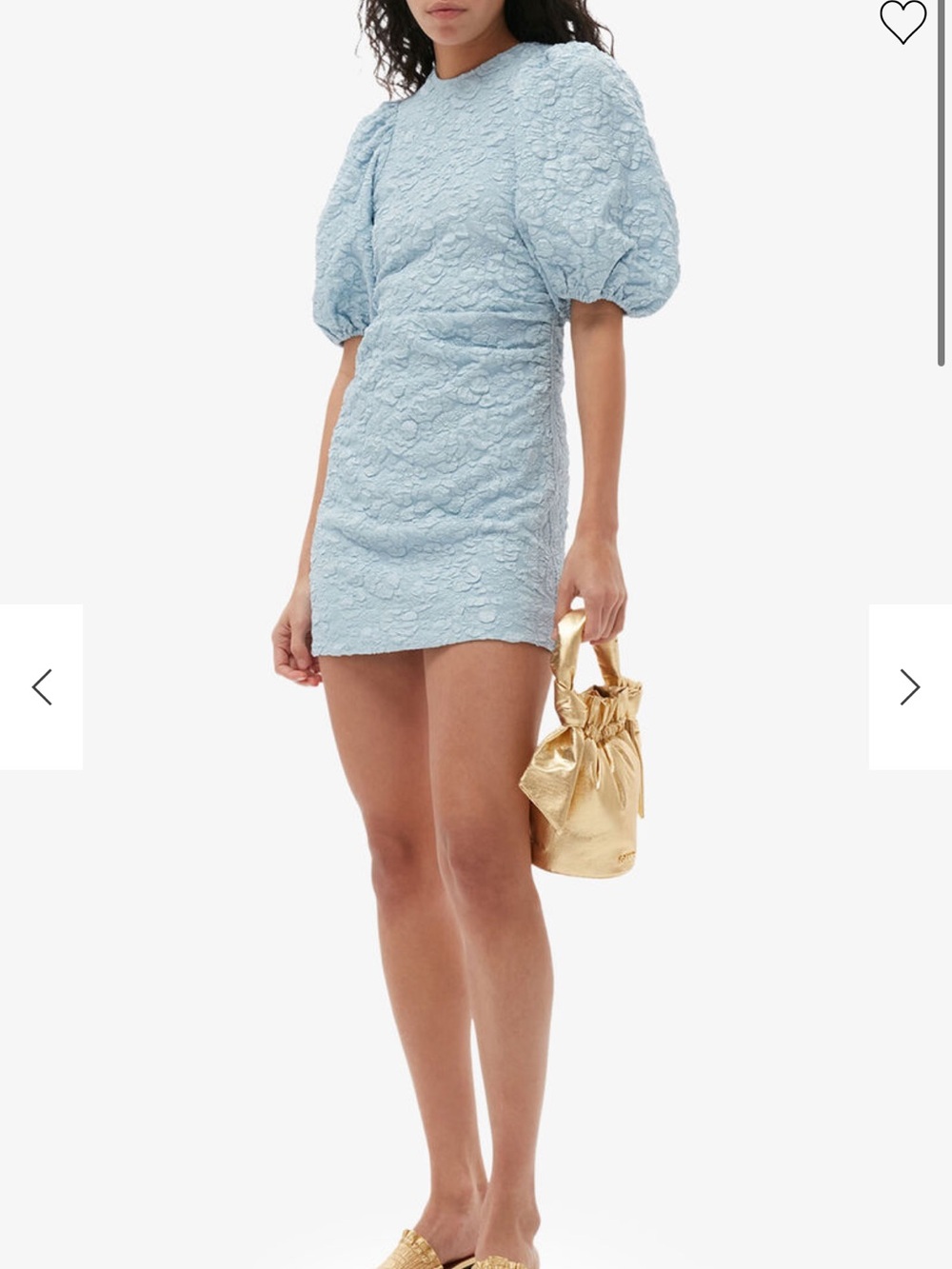 Ganni Stretch Jacquard Puff Sleeves Mini Dress